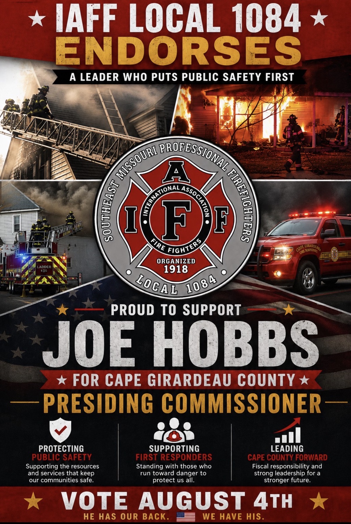 IAFF Local 1084 endorses Joe Hobbs for Cape Girardeau County Presiding Commissioner